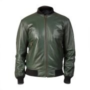 Men Glossy Green Bomber Jacket