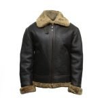 Men Black B3 Bomber Shearling Leather Jacket