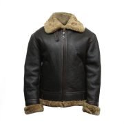 Men Black B3 Bomber Shearling Leather Jacket