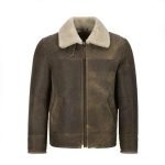 Men’s Sheepskin Leather Jacket Dirty Beige Fur Flying RAF