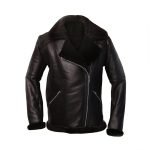 Men B4 Bomber Aviator Raf Black Real Shearling Jacket