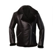 Men B4 Bomber Aviator Raf Black Real Shearling Jacket