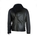 B3 Winter Leather Coat Mens Genuine Cow Skin Real Fur Shearling Black Leather