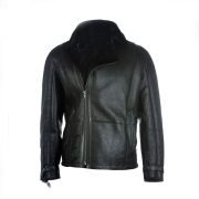 B3 Winter Leather Coat Mens Genuine Cow Skin Real Fur Shearling Black Leather