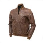Men Tawny Brown Bomber Jacket