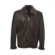 Men Black Shearling Leather Jacket