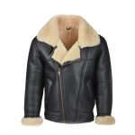 Men Black B3 Shearling Leather Jacket