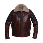 Men Umber Brown Shearling Jacket
