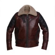 Men Umber Brown Shearling Jacket