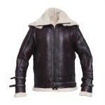 Men Jet Black Shearling Jacket