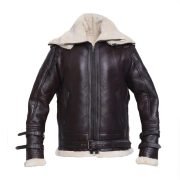 Men Jet Black Shearling Jacket