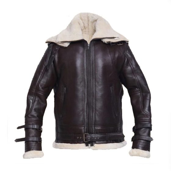 Men Jet Black Shearling Jacket