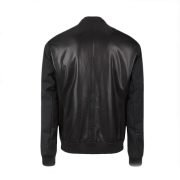 Men Pure Black Bomber Jacket - Image 2