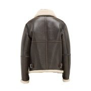 Men Dark Brown Shearling Jacket - Image 2
