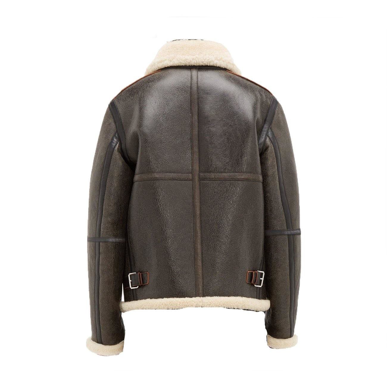 2 Men Dark Brown Shearling Jacket - Image 2