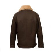 Asymmetrical Leather Brown Shearling Jacket Mens - Image 2