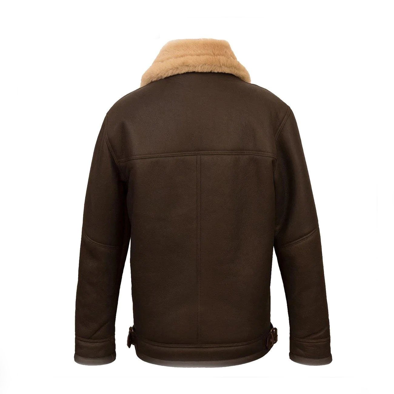 2 Asymmetrical Leather Brown Shearling Jacket Mens - Image 2