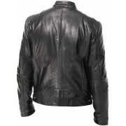 Mens Retro Leather Jacket Motorcycle Stand Collar Biker Coat Zip Up Outwear Top - Image 3