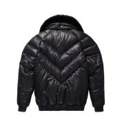 Real Quality V-Bomber Nylon Black Fox Fur leather jacket - Image 2