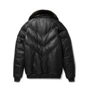 V-Bomber Black Leather Black Fox Fur - High Quality - Image 2