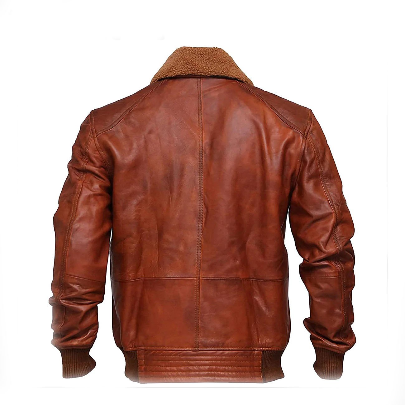 2 Men's Aviator Rust Brown Air force Bomber A2 Flight Distressed Leather Jacket - Image 2