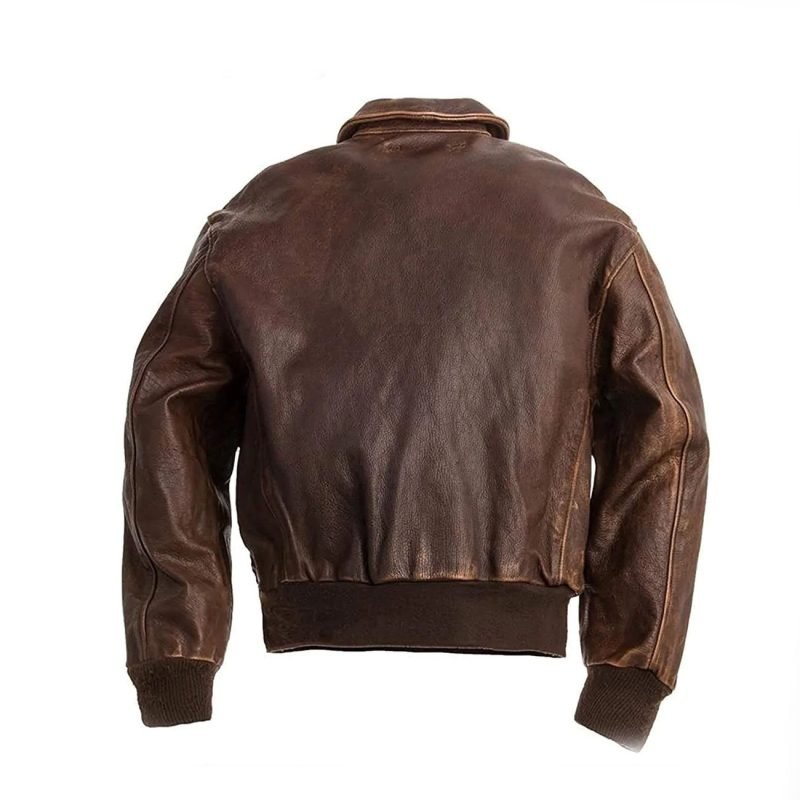 A2 Aviator Distressed Brown Leather Cockpit Bomber Jacket