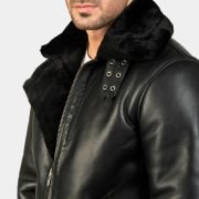 Men's B3 Aviator Real Shearling Sheepskin Leather Flight Bomber Jacket - Image 2
