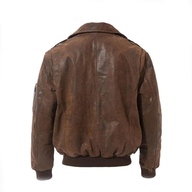 Men's Leather Flight Bomber Jacket Air Force Aviator back