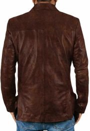 Men's Leather Blazer Coat Classic Vintage Jacket - Image 2