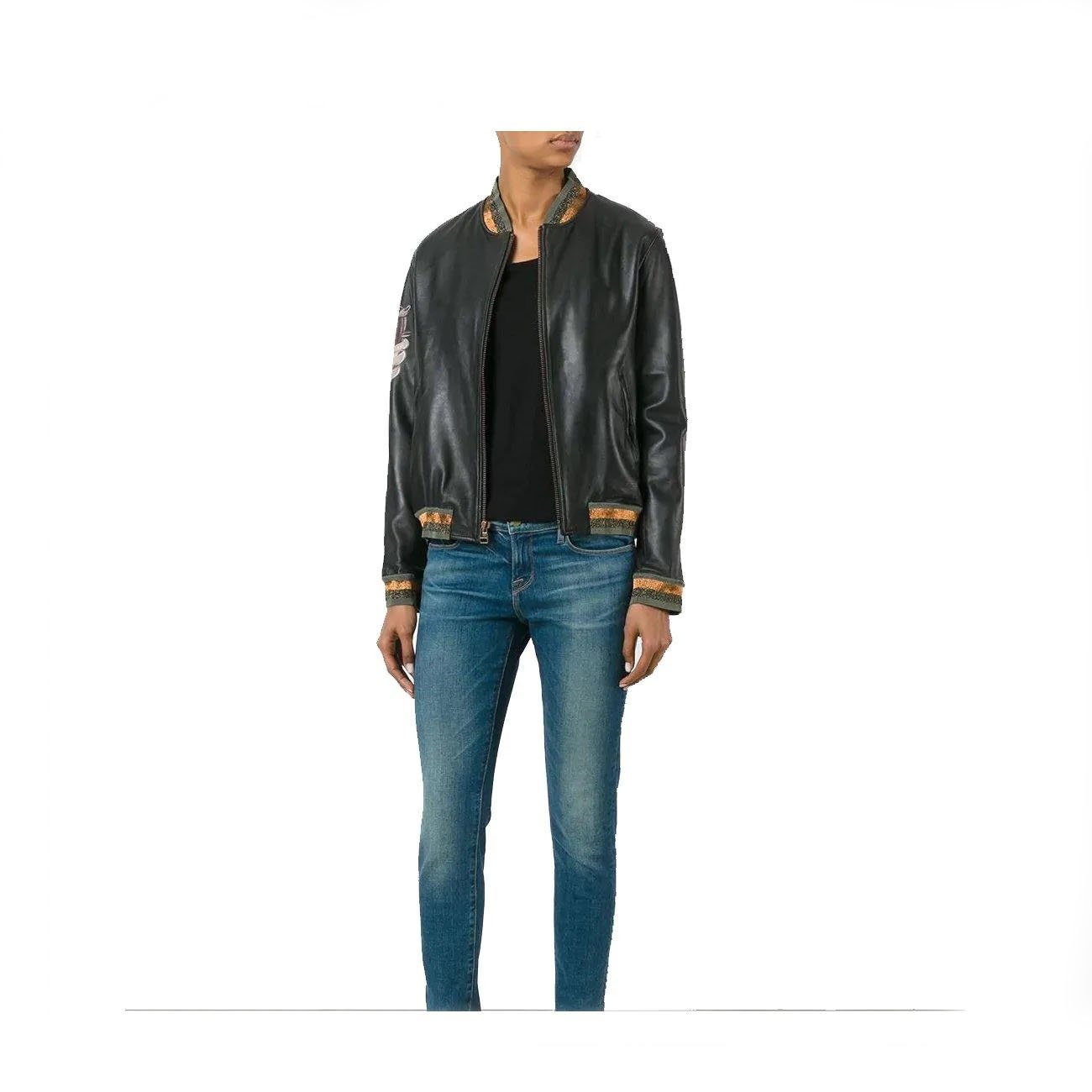 Black Leather Bomber Jacket Black Leather Bomber Jacket