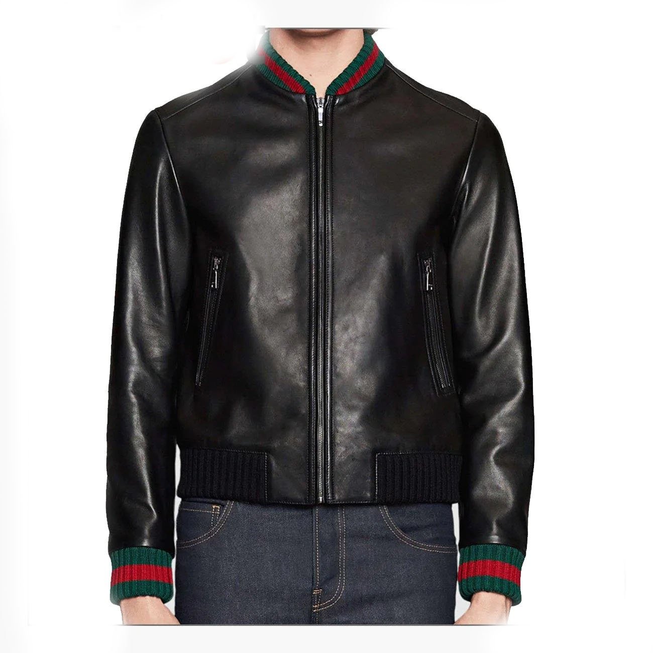 2 Black Stylish Leather Jacket for Men's - Image 3