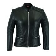 Womens Casual Leather Jacket - Ladies Real Genuine Soft Touch Sheepskin Biker Motorcycle Style Leather Coat - Image 2