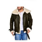 Dark Brown Men B3 Bomber Shearling Leather Jacket - Image 2