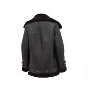 Women Pitch Black B3 Shearling Leather Jacket - Image 2
