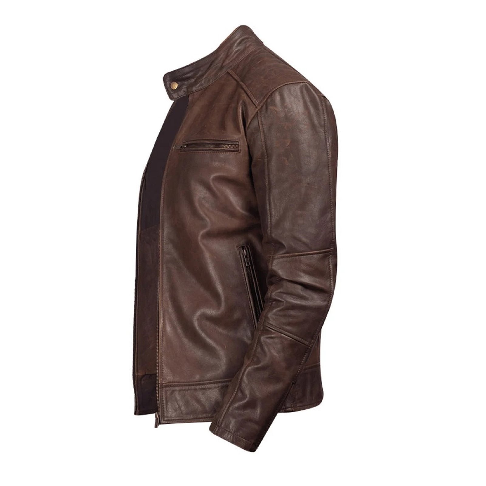2 Chocolate Brown Handmade Men’s Leather Jacket - Image 2