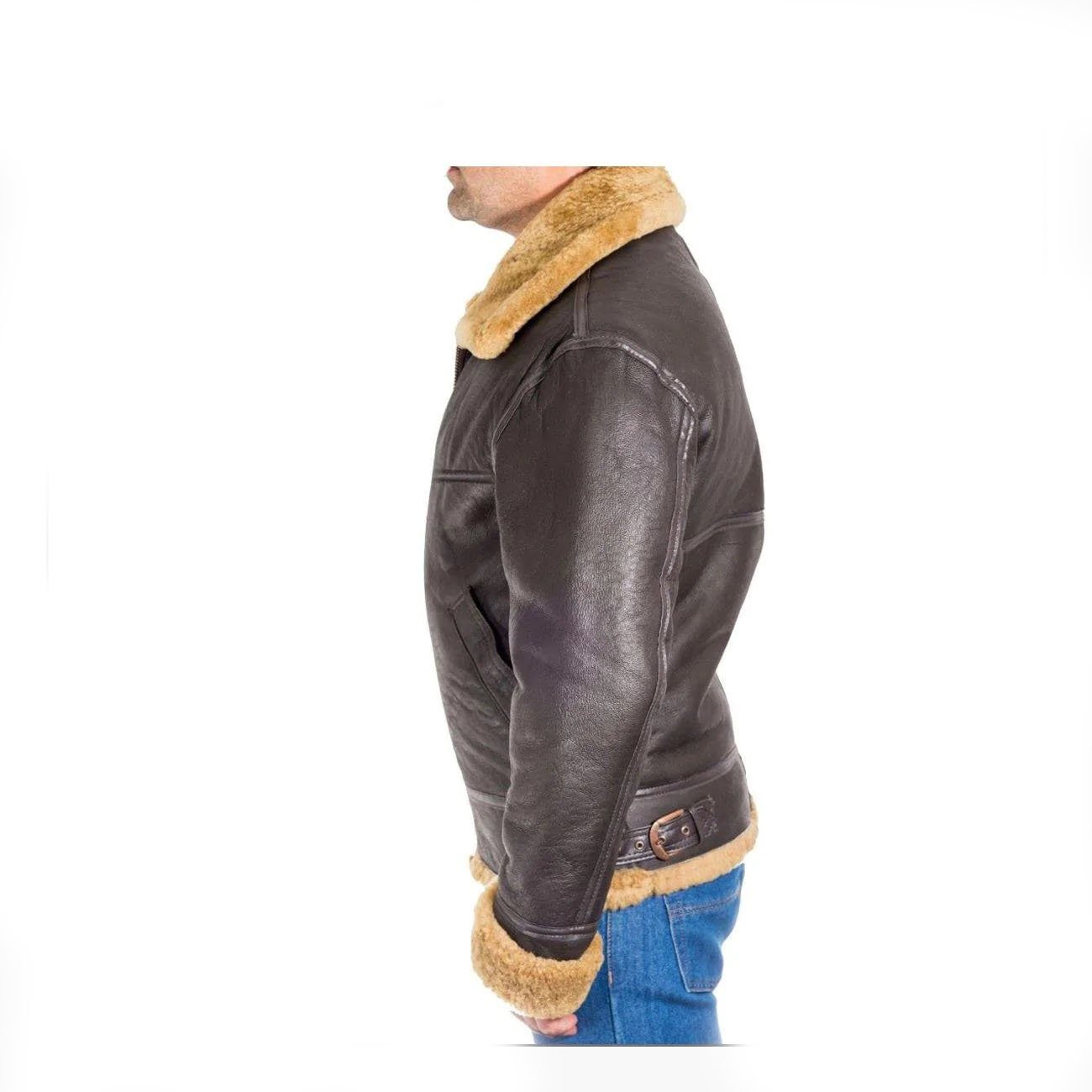 2 Men B3 Bomber RAF Leather Shearling Jacket - Image 2