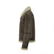 Men B3 Brown Air Force Leather Shearling Jacket - Image 2