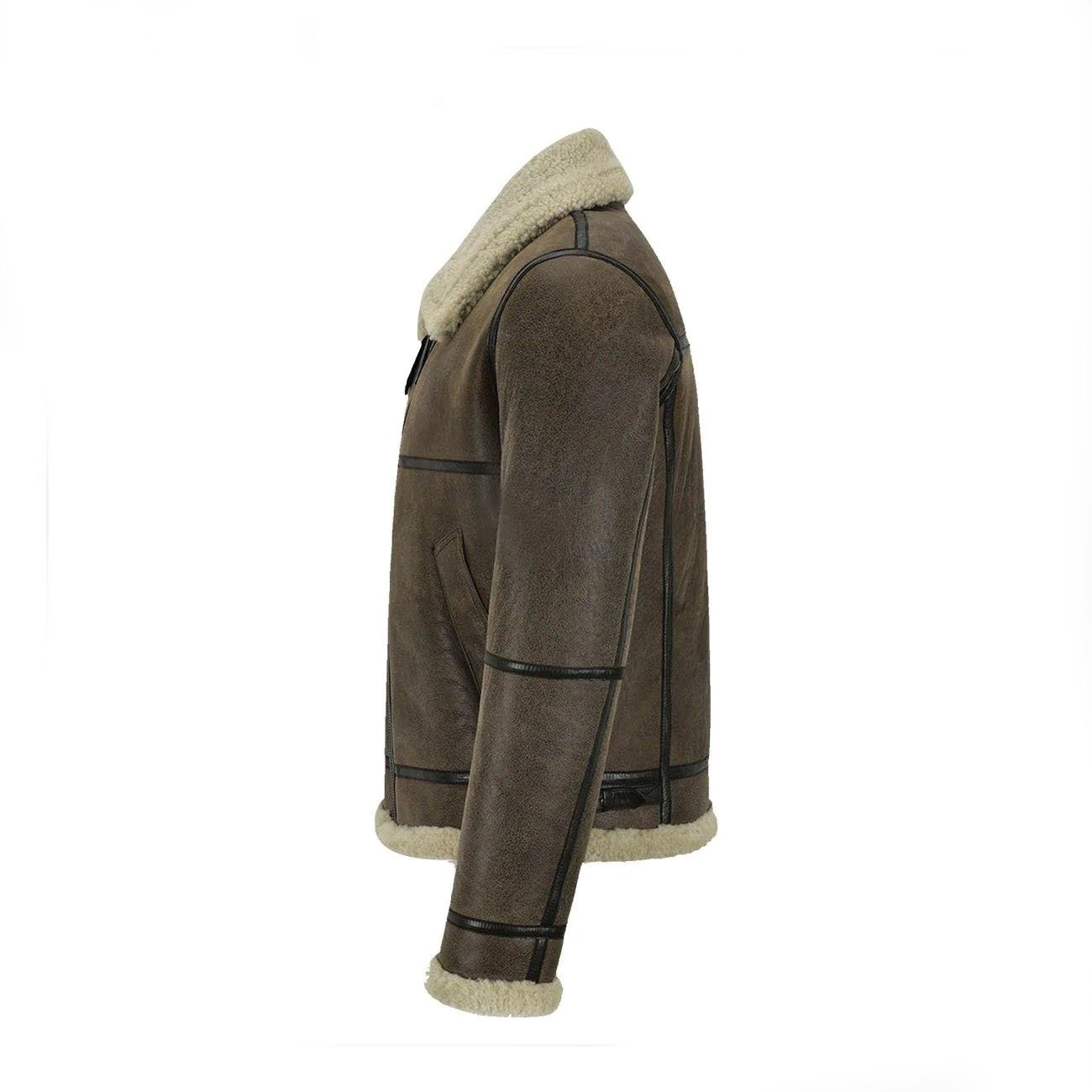 2 Men B3 Brown Air Force Leather Shearling Jacket - Image 2