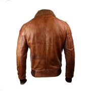 Mens B3 Bomber Rust Tan Brown Removable Fur Collar - Image 2