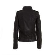 Ladies Womens Classic Black Fashion Soft Nappa Leather Fitted Rock Jacket - Image 3