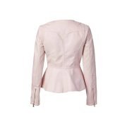 Women's Ladies Peplum Hem Faux Leather Jacket - Image 2