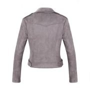 S06 Nia Nal Grey Biker Suede Women Leather Jacket - Image 2