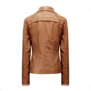 Celebrity Fashion Tall ultimate faux Women leather biker jacket in Brown - Image 2