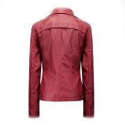Womens Biker Leather Jacket Moto Wine - Image 2