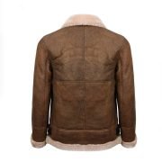Men's Light Brown B3 Sheepskin Aviator Flying Leather Bomber Jacket - Image 2