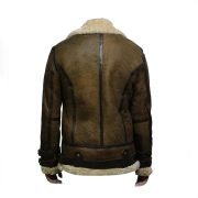 Men Brown B3 Bomber Sheepskin Jacket - Image 2