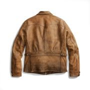 Newboy Vintage Style Distressed Tan Leather Jacket Men's - Image 2