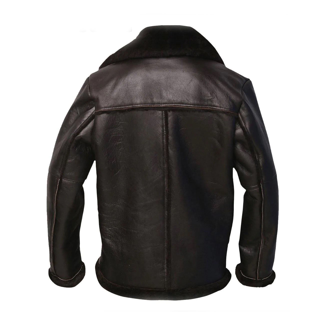2 Men B4 Bomber Aviator Raf Black Real Shearling Jacket - Image 2