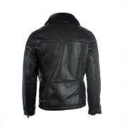 B3 Winter Leather Coat Mens Genuine Cow Skin Real Fur Shearling Black Leather - Image 2