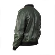 Men Glossy Green Bomber Jacket - Image 2